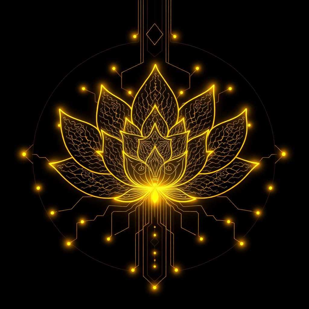 Lotus made of circuit patterns
